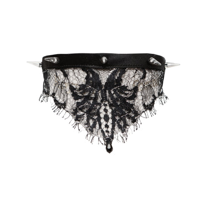 Cassiopeia Black/Silver Spiked Lace Choker