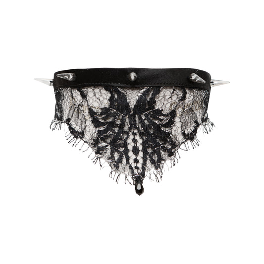 Cassiopeia Black/Silver Spiked Lace Choker