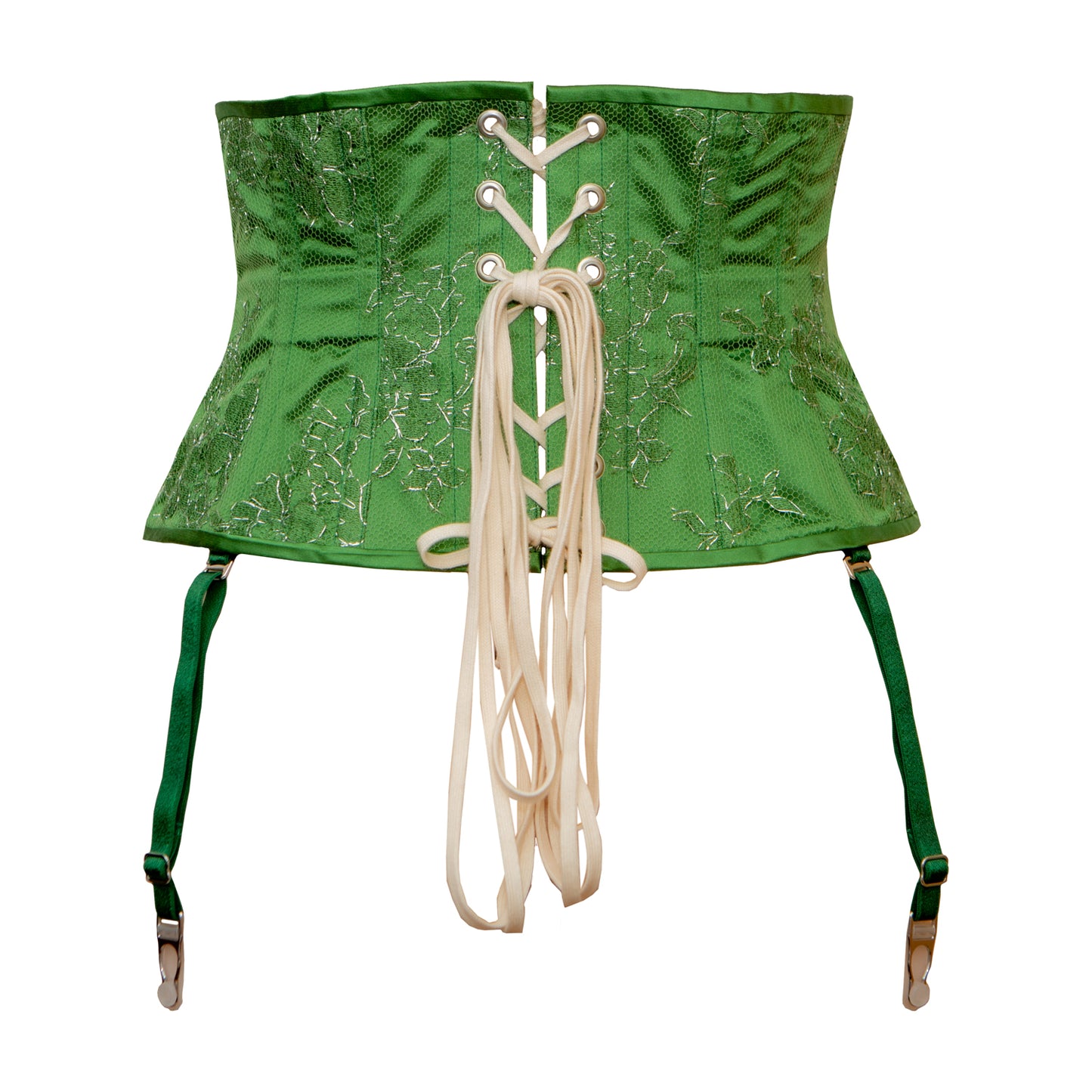 Émeraude Satin & Lace Waist Cincher Corset - Made To Order