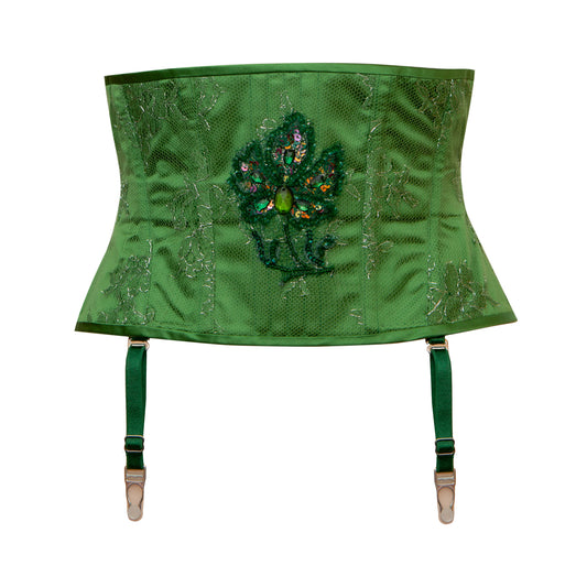 Émeraude Satin & Lace Waist Cincher Corset - Made To Order