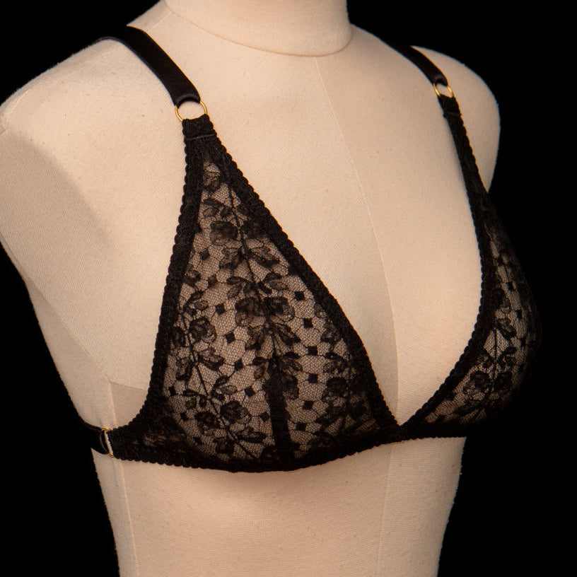 SAMPLE Patreon 2025 Silk Lace Triangle Bralet - Size UK 10 Only