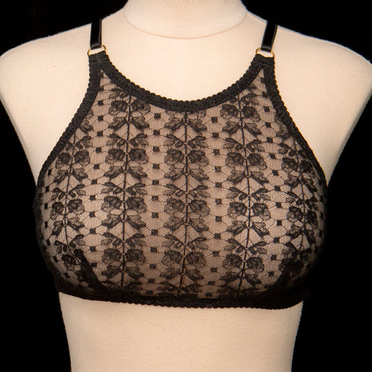 SAMPLE Patreon 2025 Silk Lace High Neck Bralet - Size UK 10 Only