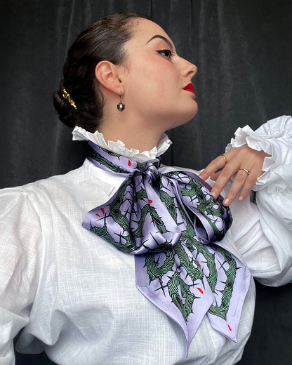 'Entanglement IV' - Lavender & Seafoam - Silk Scarf By Logandria