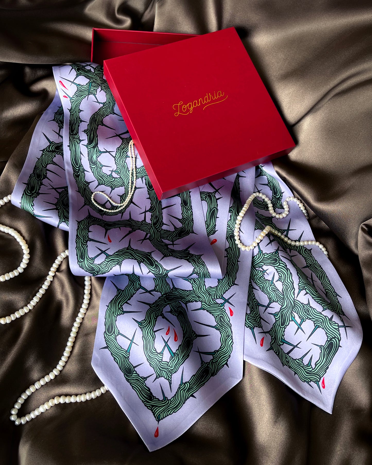 'Entanglement IV' - Lavender & Seafoam - Silk Scarf By Logandria