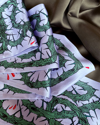 'Entanglement IV' - Lavender & Seafoam - Silk Scarf By Logandria