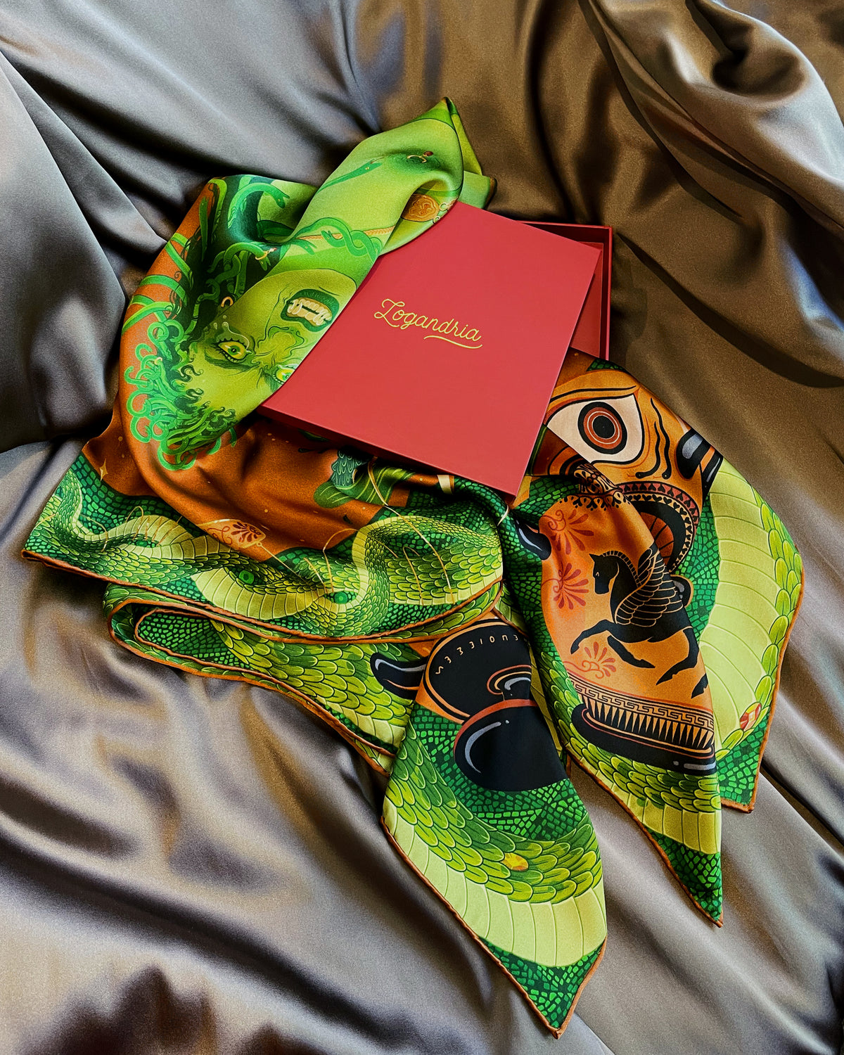 'Medusa' - 105cm Silk Scarf By Logandria