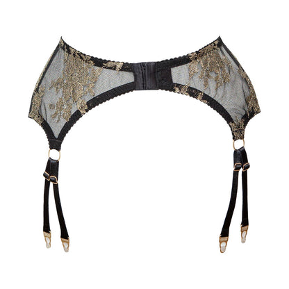 Erythea Metallic French Lace Deep 12 Strap Suspender Belt