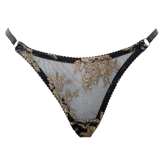 Erythea Metallic French Lace String Thong