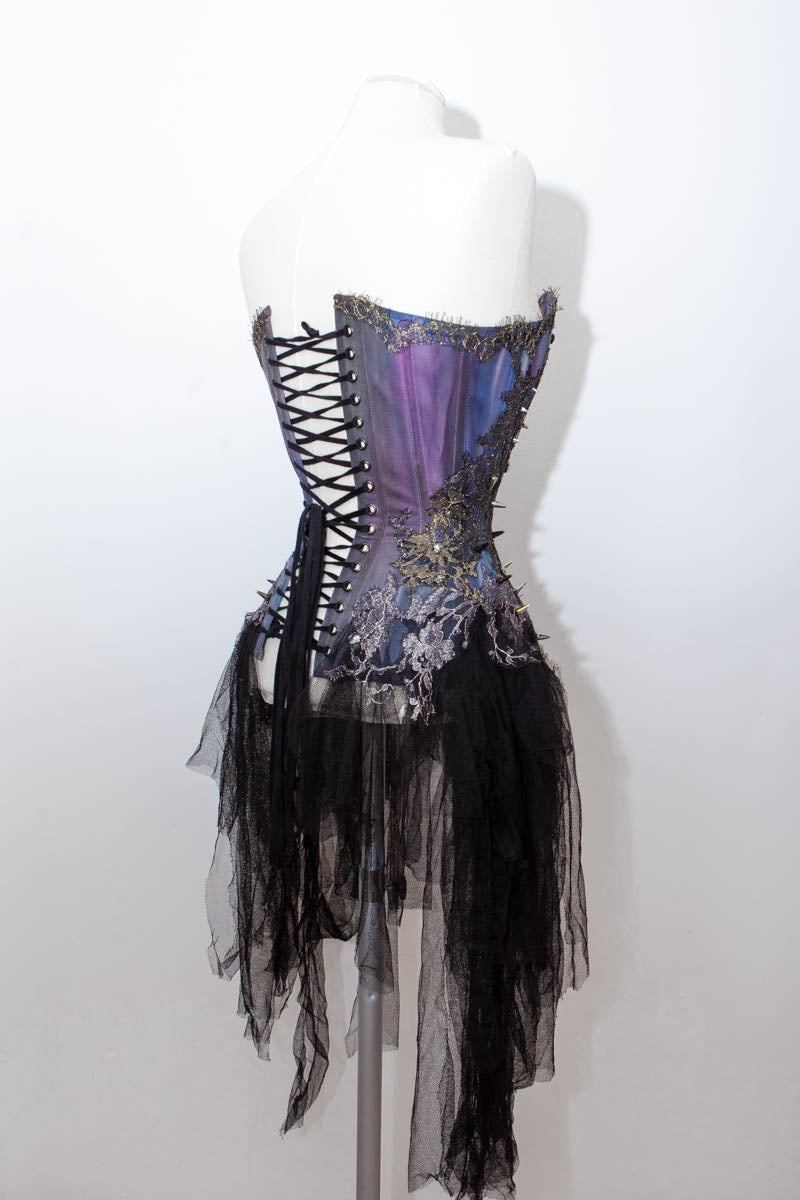 SAMPLE Odile Hand Painted Lace Appliquéd Corset - 19" Waist