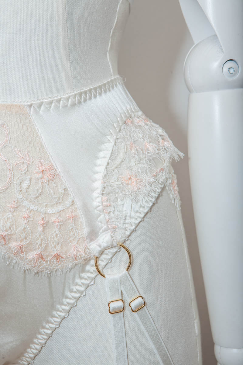 'Paradis' Hand Beaded Lace & Silk Satin Lingerie Set