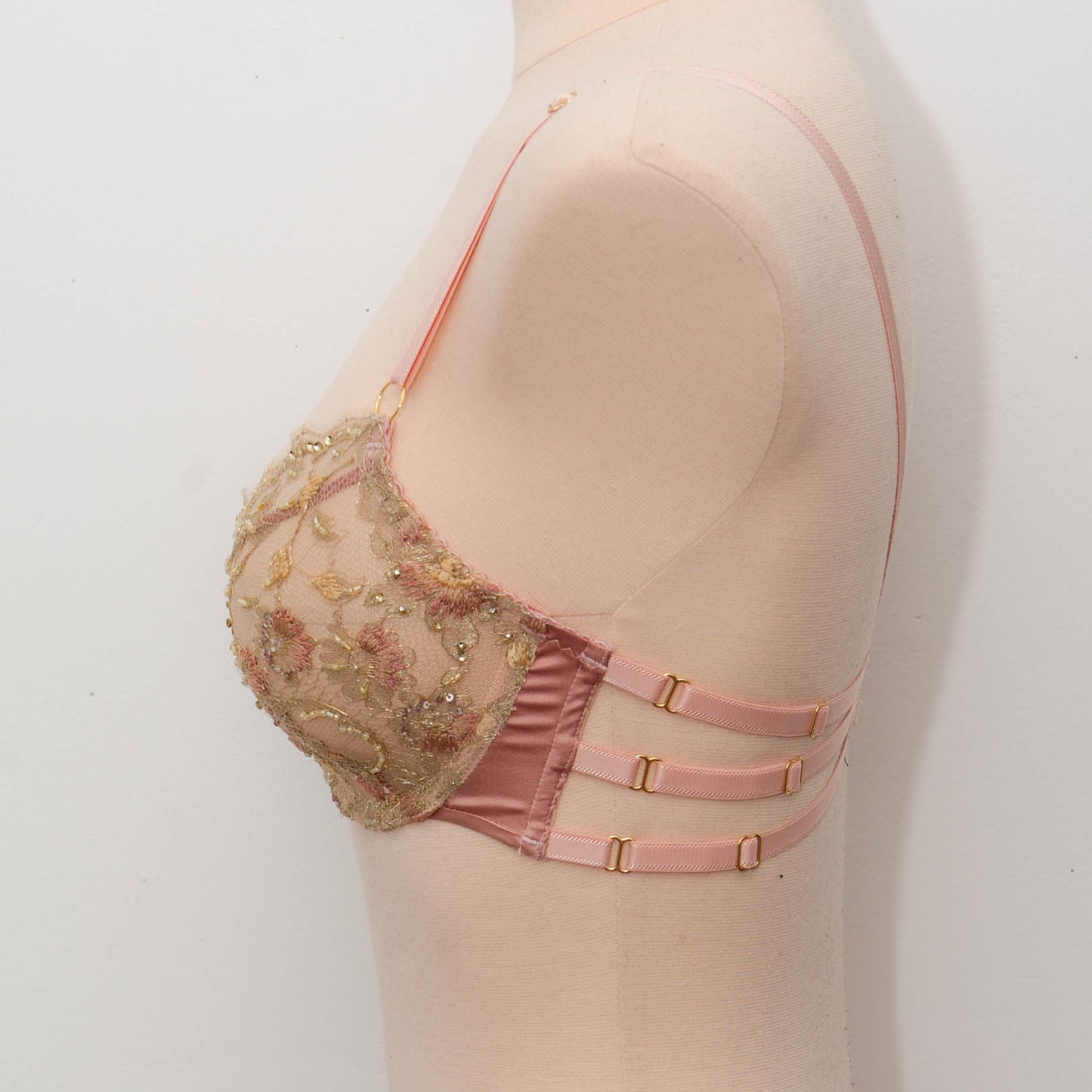 SAMPLE Embroidered & Beaded French Lace & Silk Bra - KL 8 - 30D/32C/34B/36A