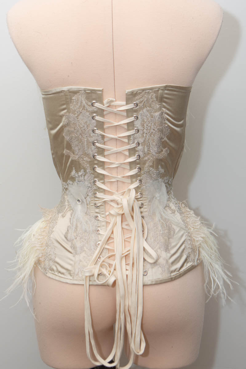 SAMPLE Odette Silk & Feather Corset - 22" Waist