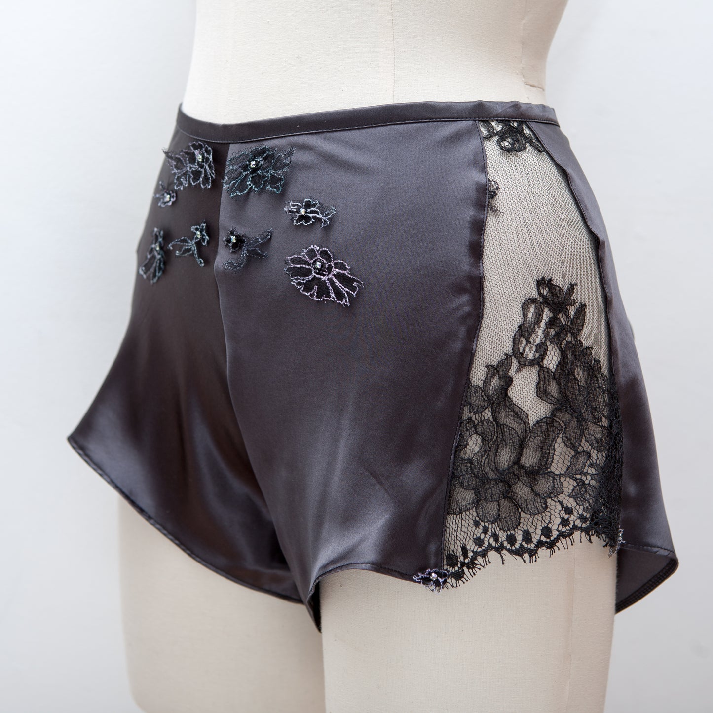 'Butterfly' Ouvert Tap Pants With Lace Appliqué & Swarovski Crystals