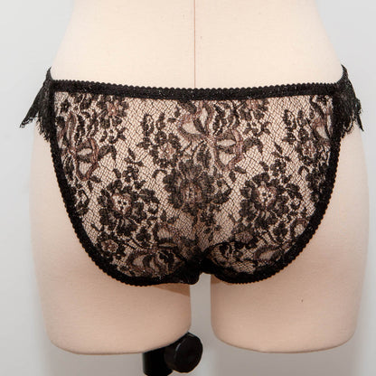 SAMPLE Silk satin and metallic French lace brief - size UK 10