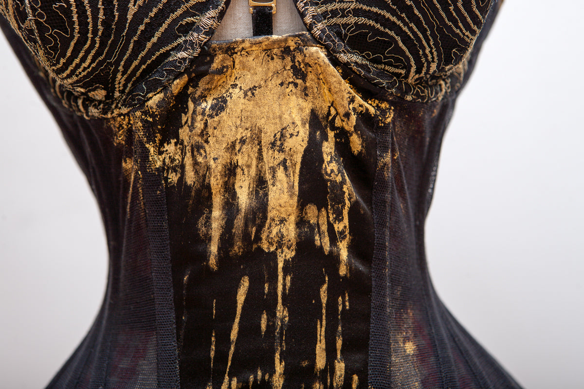 'Klimt' Gold Leaf Cupped Corset Dress
