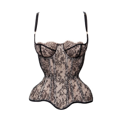 Nelisa French Chantilly Lace & Bobbinet Cupped Corset