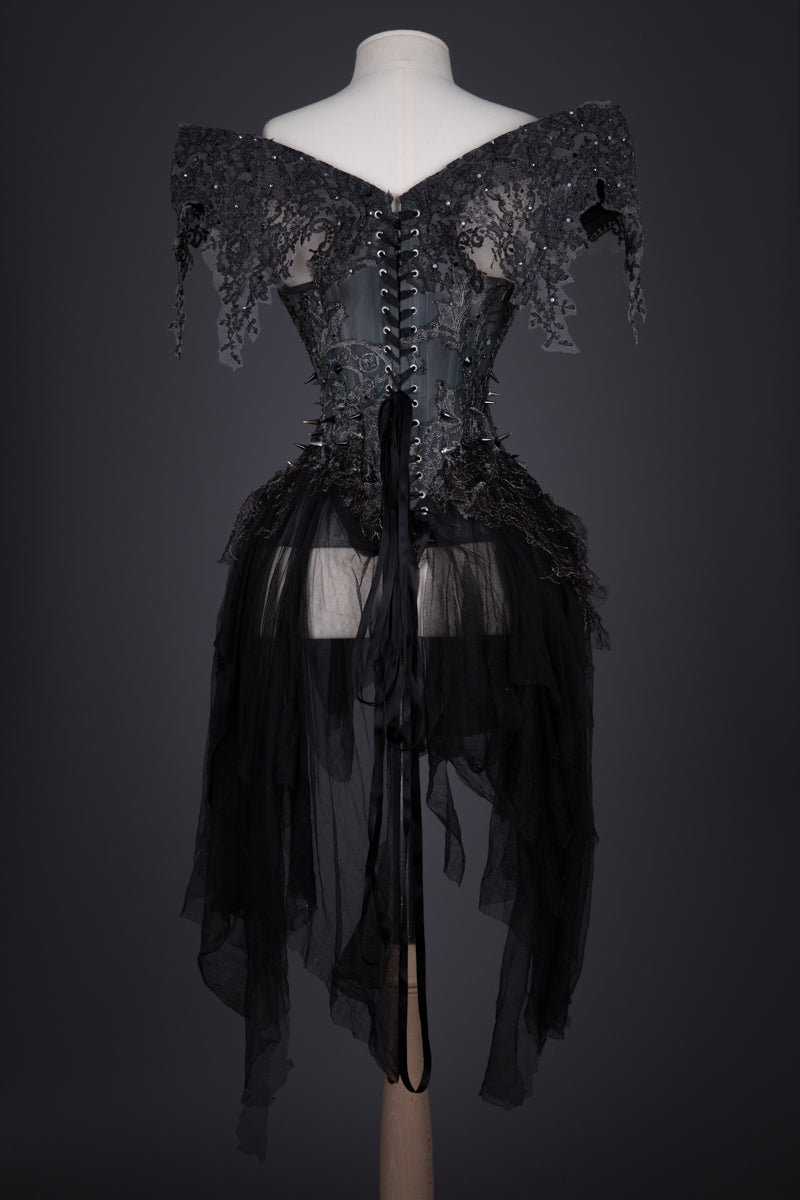 'Gothic Princess' Overbust Corset With Draped Tulle Skirt & Lace Appliqué